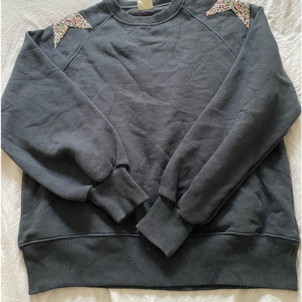 ZARA girls black sweater with stars on shoulders